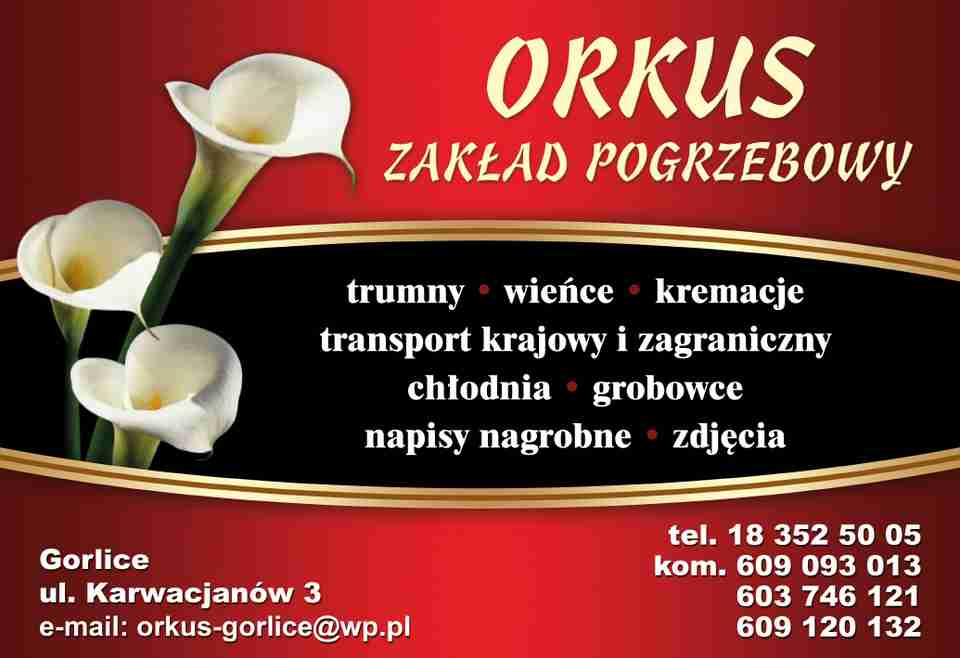 Zakład Pogrzebowy "ORKUS" Urszula Ślimak - nagrobki GORLICE nagrobki GORLICE